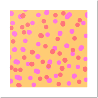 Orange pink red watercolor polka dots art Posters and Art